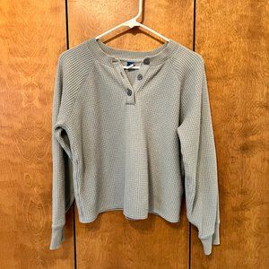 Plush Waffle-Knit Henley Top for Women